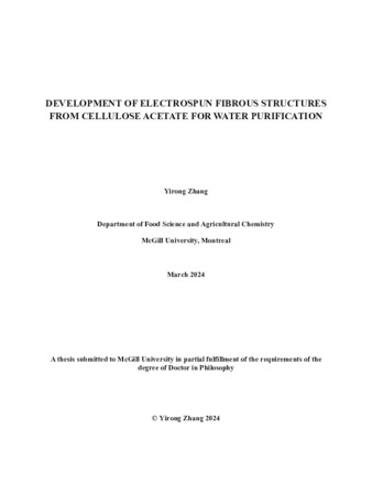 Development of electrospun fibrous structures from cellulose acetate for water purification thumbnail