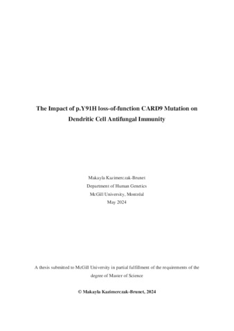 The Impact of p.Y91H loss-of-function CARD9 Mutation on Dendritic Cell Antifungal Immunity thumbnail