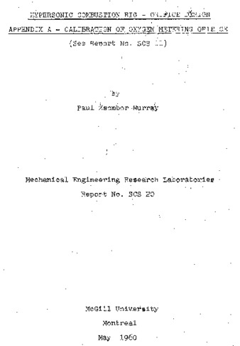 Hypersonic combustion rig-orifice design appendix A- Calibration of oxygen metering orifice thumbnail