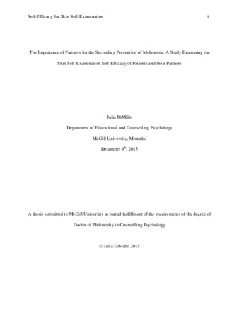 The importance of partners for the secondary prevention of Melanoma: A study examining the skin self-examination self-efficacy of patients and their partners thumbnail