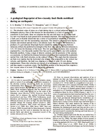 A geological fingerprint of low-viscosity fault fluids mobilized during an earthquake thumbnail