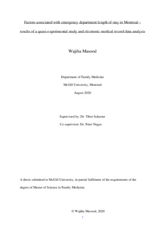 Factors associated with emergency department length of stay in Montreal - results of a quasi-experimental study and electronic medical record data analysis thumbnail