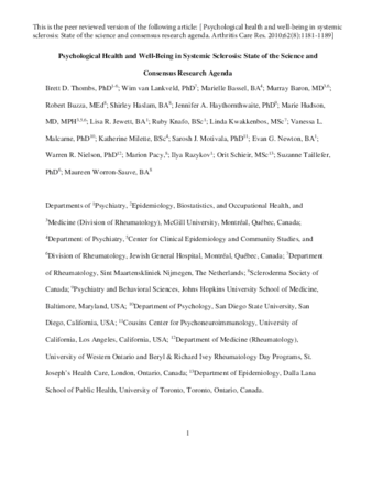 Psychological Health and Well-Being in Systemic Sclerosis: State of the Science and Consensus Research Agenda thumbnail