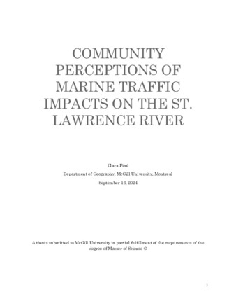 Community Perceptions of Marine Traffic impacts on the St. Lawrence River thumbnail