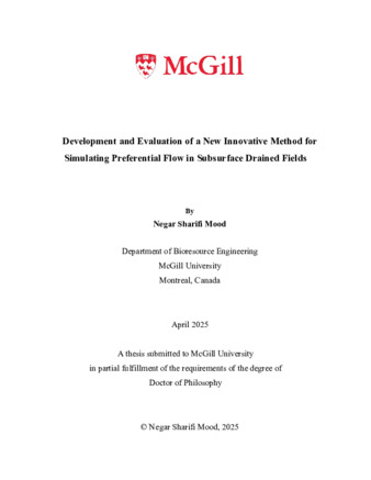 Development and evaluation of a new innovative method for simulating preferential flow in subsurface drained fields thumbnail