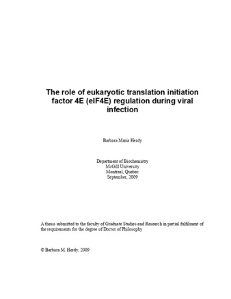 The role of eukaryotic translation initation factor 4E (eIF4E)regulation during viral infection thumbnail