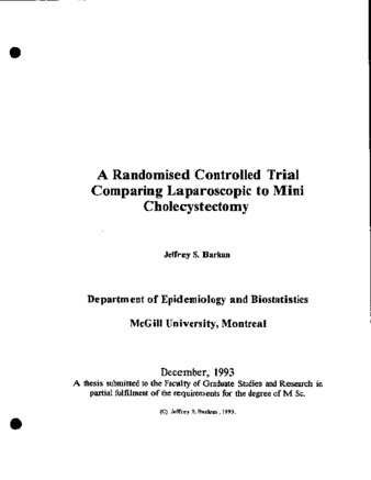 A randomised controlled trial comparing laparoscopic to mini cholecystectomy / thumbnail