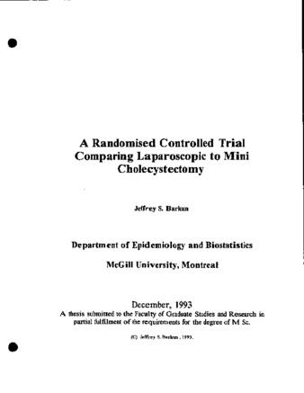 A randomised controlled trial comparing laparoscopic to mini cholecystectomy / thumbnail