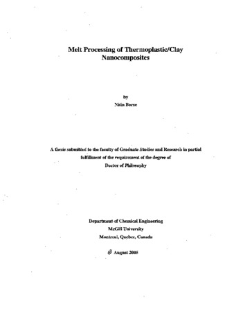 Melt processing of thermoplasticclay nanocomposites thumbnail