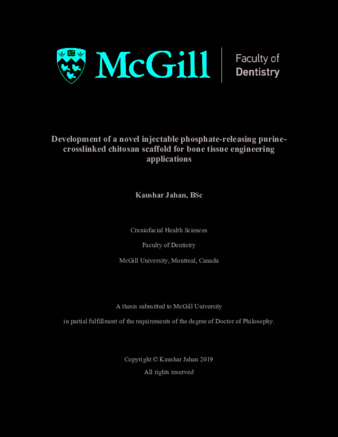 Development of a novel injectable phosphate-releasing purine-crosslinked chitosan scaffold for bone tissue engineering applications thumbnail