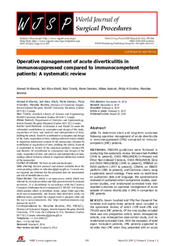 Operative management of acute diverticulitis in immunosuppressed compared to immunocompetent patients: A systematic review thumbnail