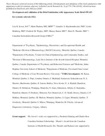 Development and validation of the Brief-Satisfaction with Appearance Scale (Brief-SWAP) for systemic sclerosis (SSc) thumbnail
