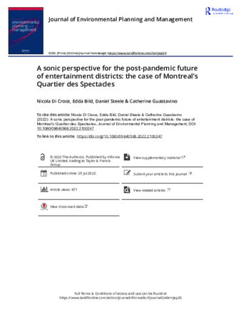 A sonic perspective for the post-pandemic future of entertainment districts: the case of Montreal’s Quartier des Spectacles thumbnail