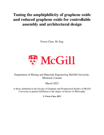 Tuning the amphiphilicity of graphene oxide and reduced graphene oxide for controllable assembly and architectural design thumbnail