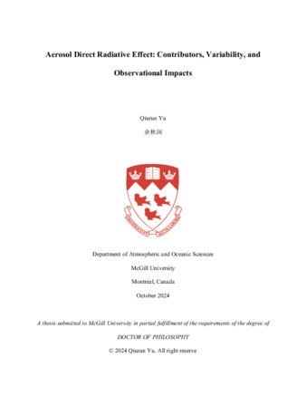 Aerosol Direct Radiative Effect: Contributors, Variability, and Observational Impacts thumbnail