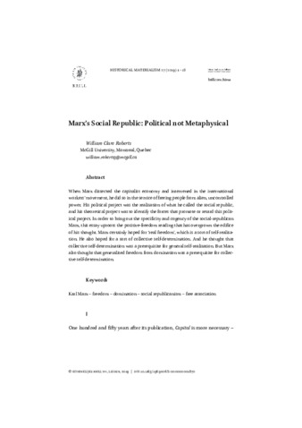 Marx’s Social Republic: Political, not Metaphysical thumbnail