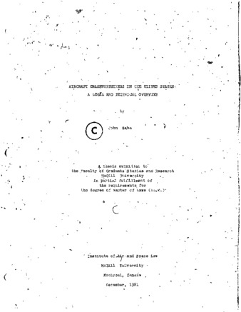 Aircraft crashworthiness in the United States : a legal and technical overview thumbnail