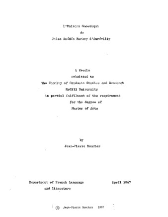 L'univers gnostique de Jules Amédée Barbey d'Aurevilly. thumbnail