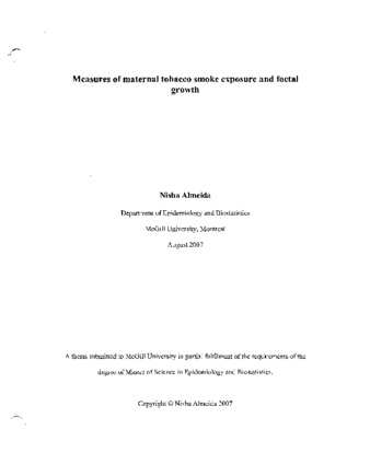 Measures of maternal tobacco smoke exposure and foetal growth thumbnail