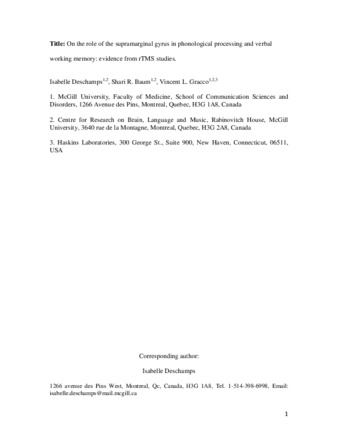 On the role of the supramarginal gyrus in phonological processing and verbal working memory: Evidence from rTMS studies thumbnail