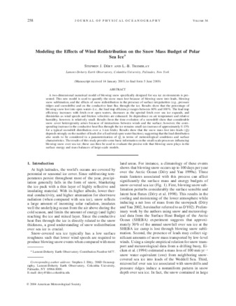 Modeling the Effects of Wind Redistribution on the Snow Mass Budget of Polar Sea Ice thumbnail