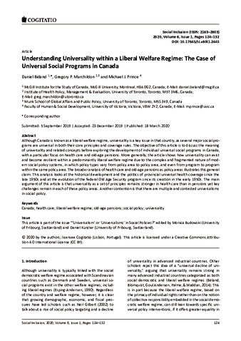 Understanding universality within a Liberal Welfare Regime: the case of universal social programs in Canada thumbnail