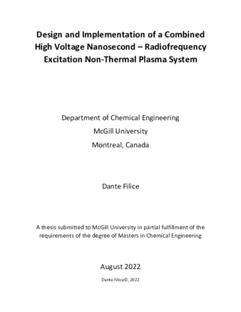 Design and implementation of a combined high voltage nanosecond – radiofrequency excitation non-thermal plasma system thumbnail