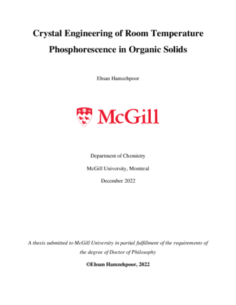 Crystal engineering of room remperature phosphorescence in organic solids thumbnail