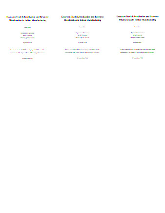 Essays on Trade Liberalisation and Resource Misallocation in Indian Manufacturing thumbnail