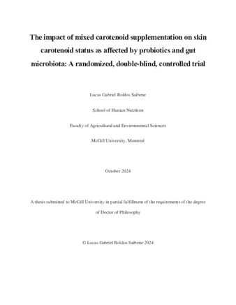 The impact of mixed carotenoid supplementation on skin carotenoid status as affected by probiotics and gut microbiota: a randomized, double-blind, controlled trial thumbnail